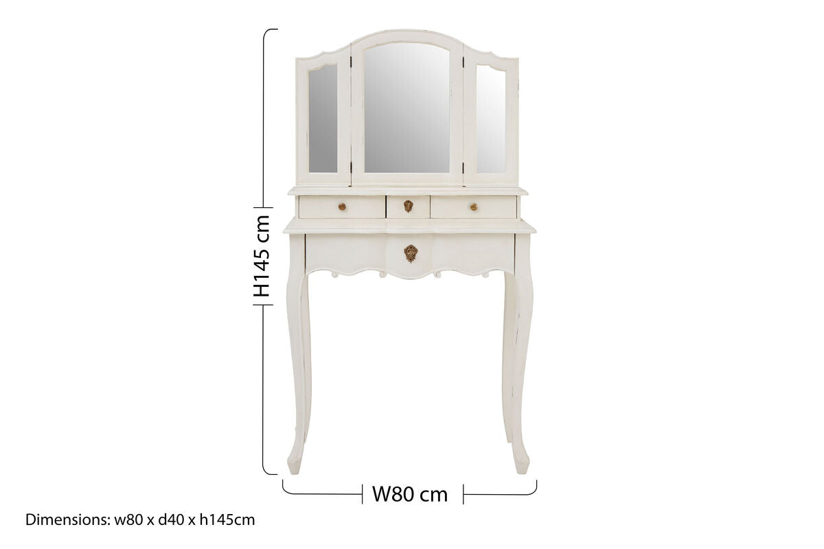 Loire White Dressing Table With Adjustable Mirror