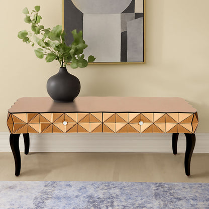 Geometric Coffee Table with 3D Glass Detail with Black and Copper Finish | Soho