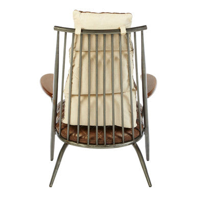 Hoxton Brown Quilted Leather Cocktail Chair with Ash Wood Armrests