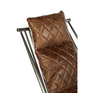 Hoxton Brown Quilted Leather Cocktail Chair with Ash Wood Armrests