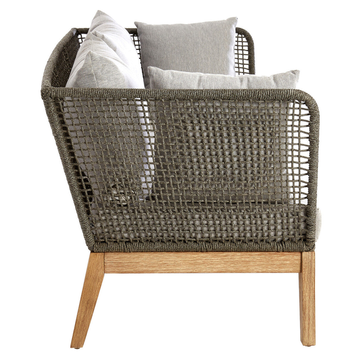 3 Seater Grey Sofa with Wooden Legs | Opus