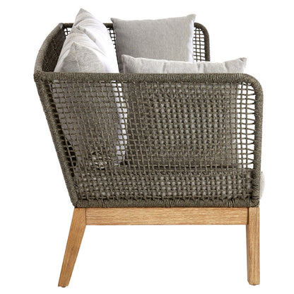 3 Seater Grey Sofa with Wooden Legs | Opus