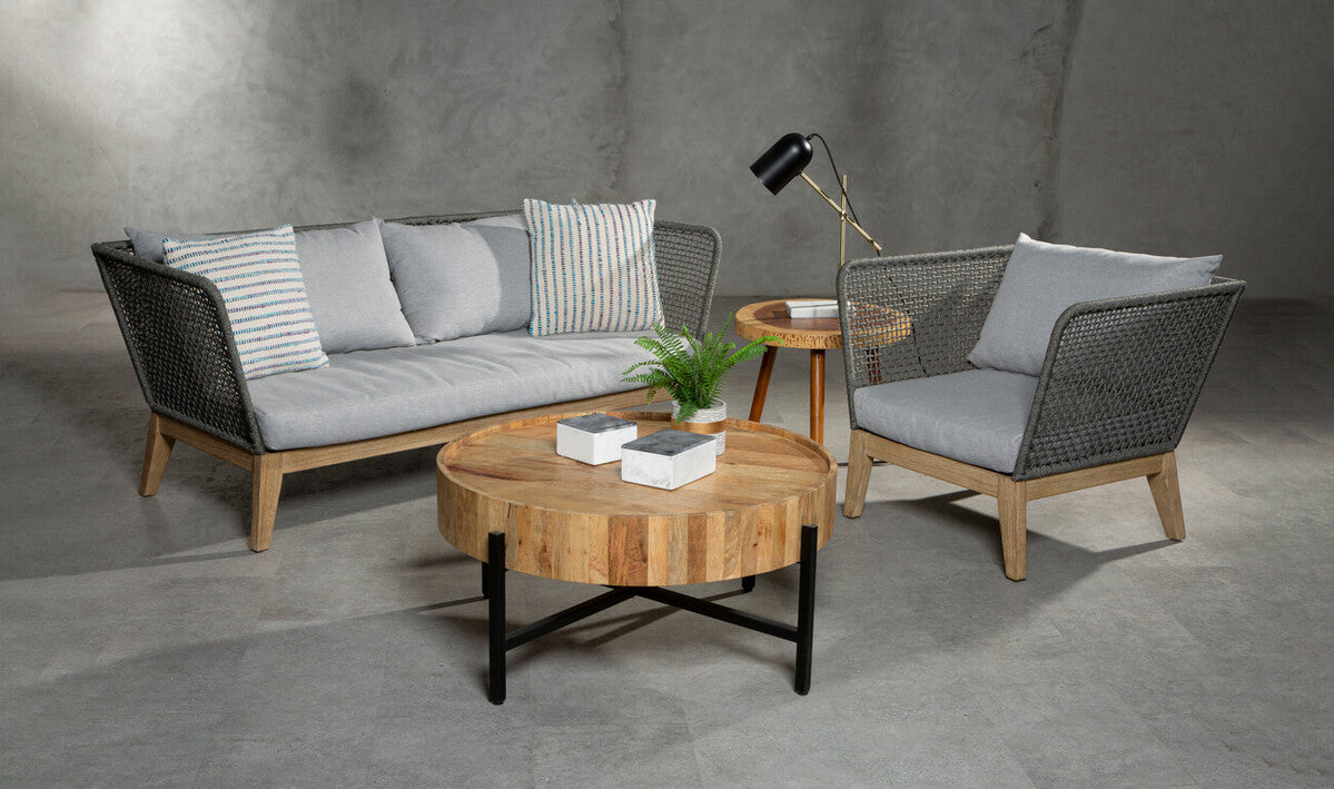 3 Seater Grey Sofa with Wooden Legs | Opus