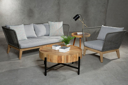 3 Seater Grey Sofa with Wooden Legs | Opus