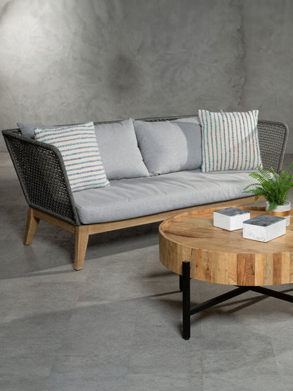 3 Seater Grey Sofa with Wooden Legs | Opus