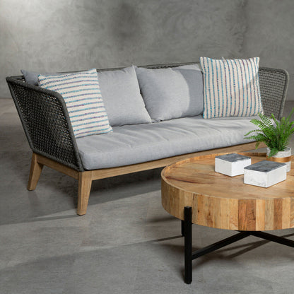 3 Seater Grey Sofa with Wooden Legs | Opus