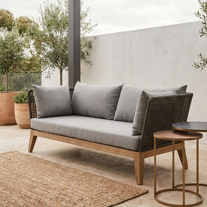 3 Seater Grey Sofa with Wooden Legs | Opus