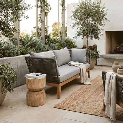 3 Seater Grey Sofa with Wooden Legs | Opus