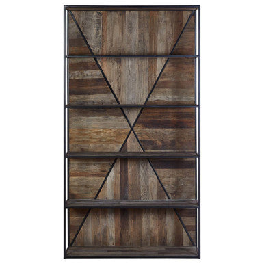 5 Tier Recycled Elm Wood Shelf Unit | Midas
