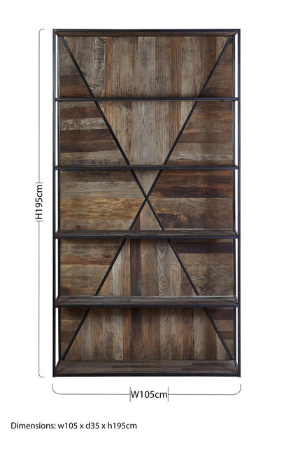 5 Tier Recycled Elm Wood Shelf Unit | Midas