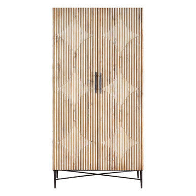 Grey Wash Elm Wood Wardrobe | Kyra