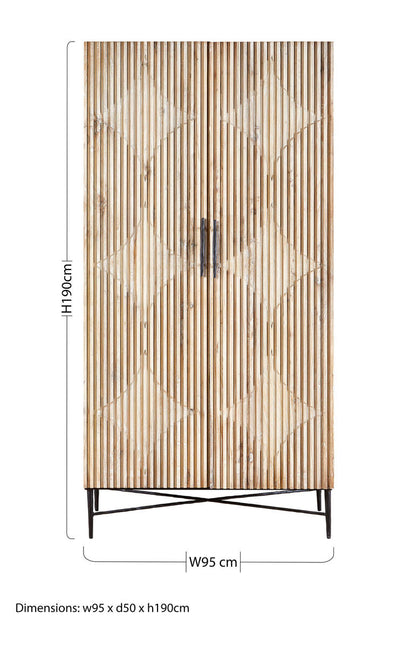 Grey Wash Elm Wood Wardrobe | Kyra