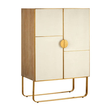 Oak Wood and Brushed Gold Cabinet | Modica
