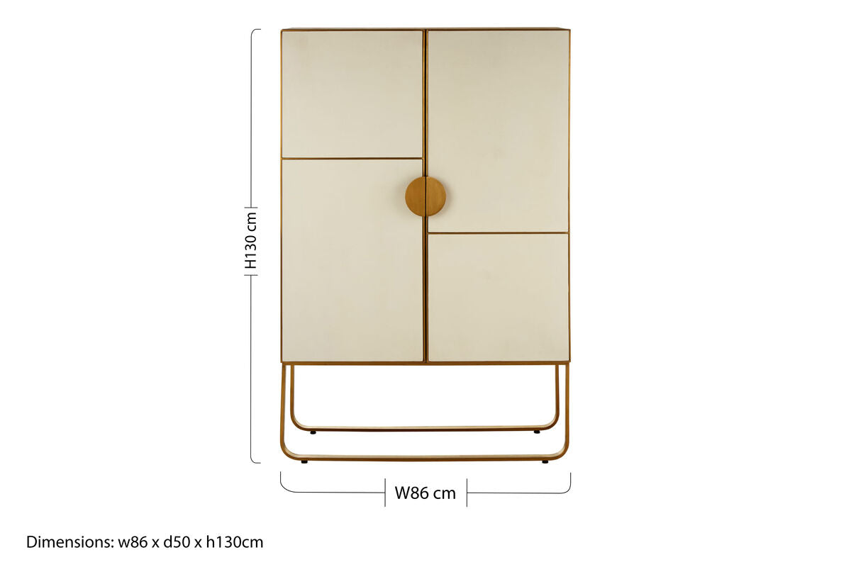 Oak Wood and Brushed Gold Cabinet | Modica