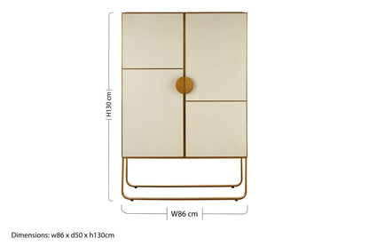 Oak Wood and Brushed Gold Cabinet | Modica