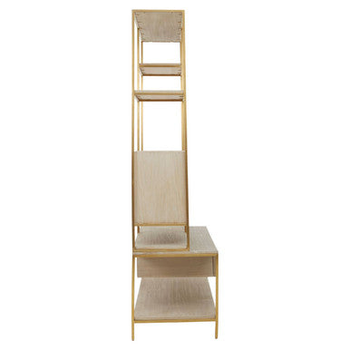 Oak Wood and Gold Finish Shelf Unit | Modica