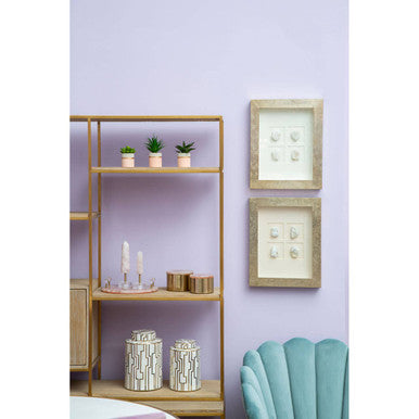 Oak Wood and Gold Finish Shelf Unit | Modica