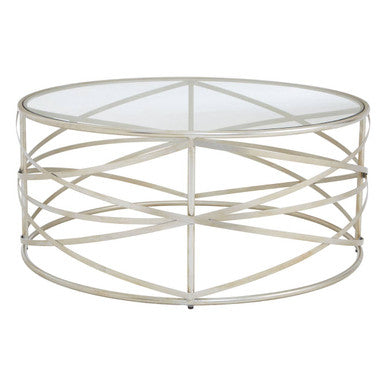Silver Round Coffee Table with Clear Tempered Glass | Rubia