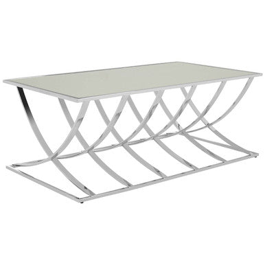 Silver Rectangular Coffee Table with Mirrored Top | Reena