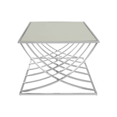Silver Rectangular Coffee Table with Mirrored Top | Reena
