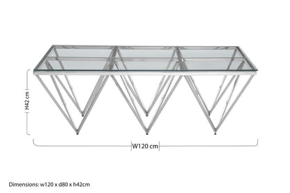 Allure Silver Finish Coffee Table with Six Pincer Legs