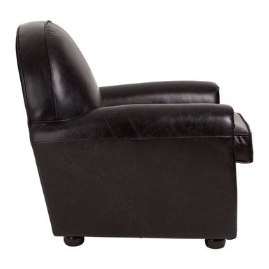 Victor Black Leather Armchair with Brass Stud Detail