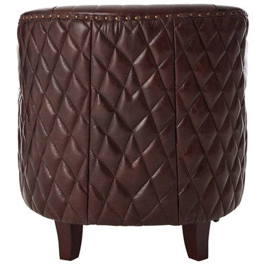 Victor Brown Leather Wingback Armchair with Diamond Quilted Detail