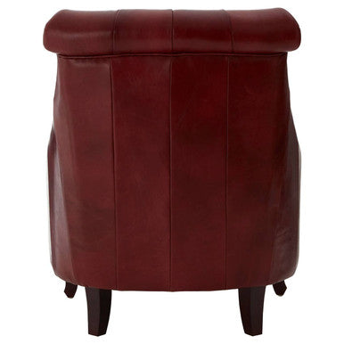 Victor Deep Red Leather Lounge Chair with Button Tufted Back