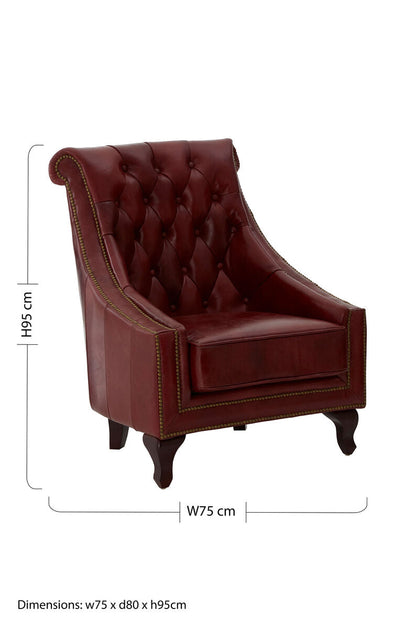 Victor Deep Red Leather Lounge Chair with Button Tufted Back
