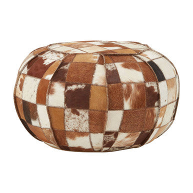 Buffalo Brown Leather Patchwork Pouffe