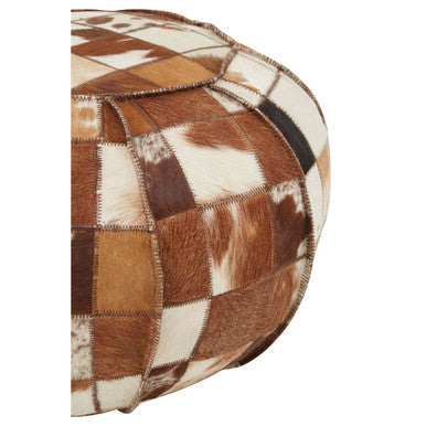 Buffalo Brown Leather Patchwork Pouffe