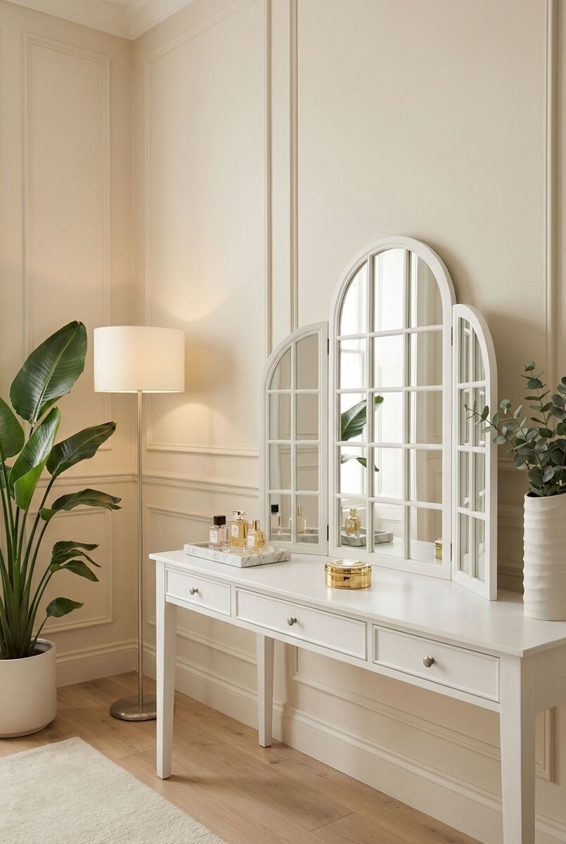Fret White Finish Dressing Table Mirror