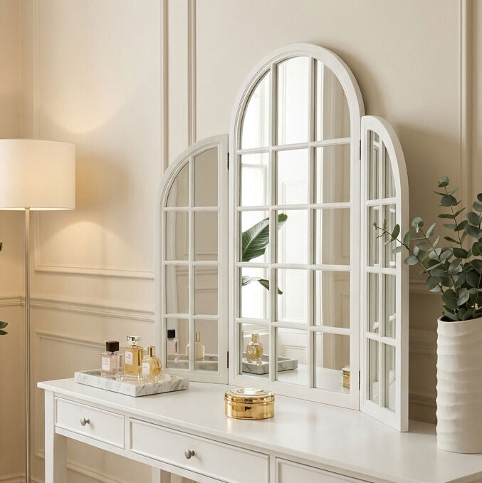 Fret White Finish Dressing Table Mirror
