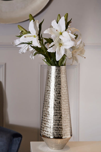 Safia Silver Hammered Effect Large Vase