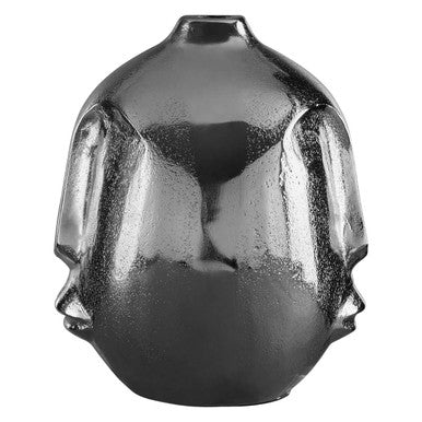 Small Silver Face Round Vase | Viso