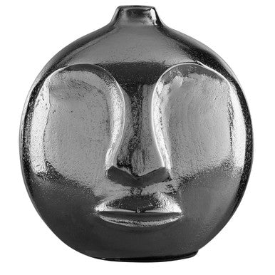 Small Silver Face Round Vase | Viso
