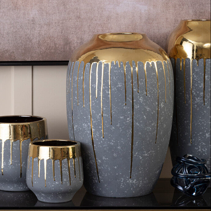 Grey and Gold Small Vase | Cyrus
