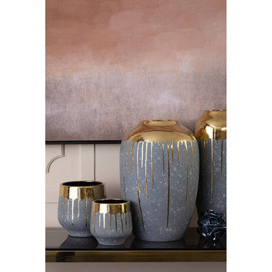 Grey and Gold Small Vase | Cyrus