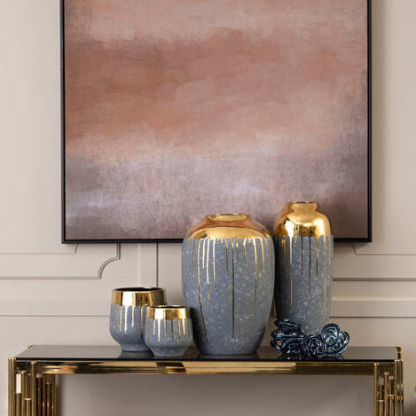 Grey and Gold Small Vase | Cyrus