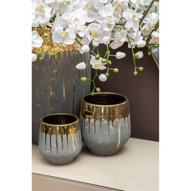 Grey and Gold Small Vase | Cyrus