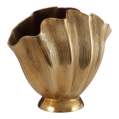 Small Gold Finish Fluted Vase | Estrella