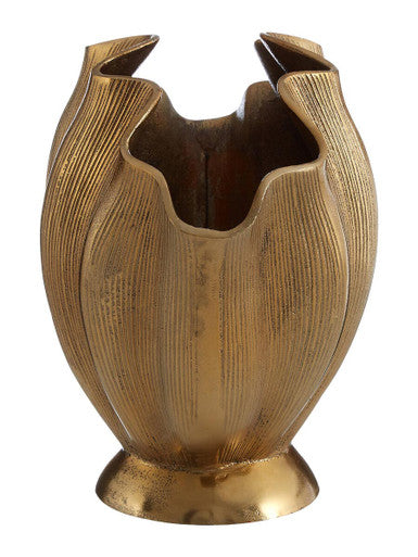 Small Gold Finish Fluted Vase | Estrella