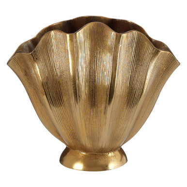 Small Gold Finish Fluted Vase | Estrella