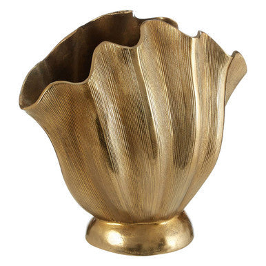 Large Gold Finish Fluted Vase | Estrella