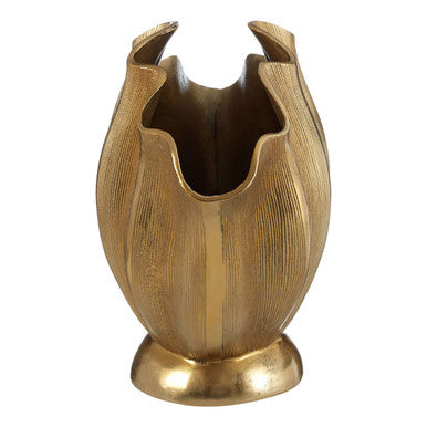 Large Gold Finish Fluted Vase | Estrella