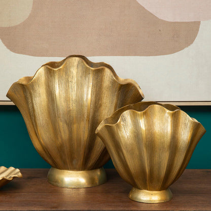 Large Gold Finish Fluted Vase | Estrella
