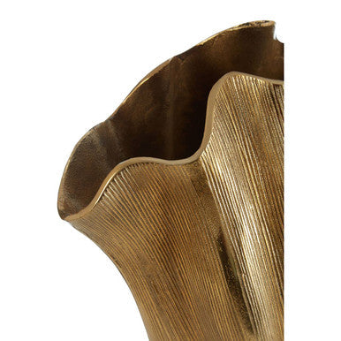 Large Gold Finish Fluted Vase | Estrella