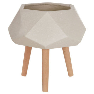 White Geometric Planter with Legs | Darnell