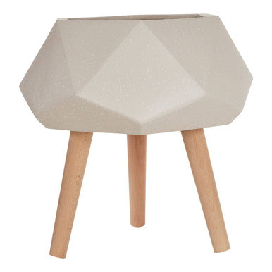 White Geometric Planter with Legs | Darnell