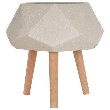 White Geometric Planter with Legs | Darnell